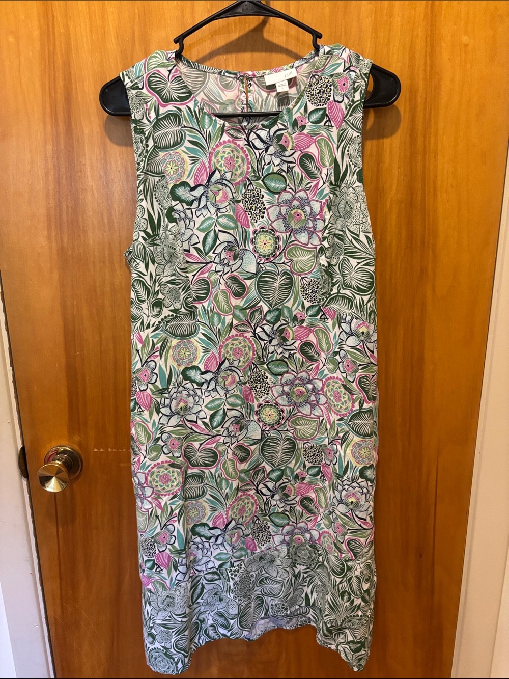 J. Jill Green, Pink and White Floral Sleeveless Shift Dress